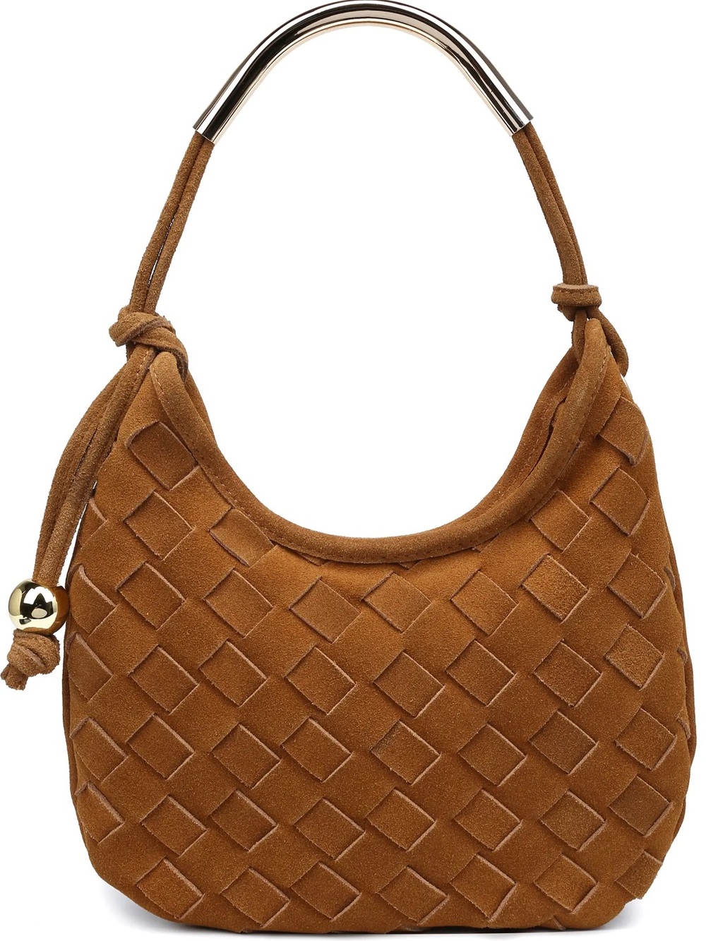 Woven Leather Suede Shoulder Bag
